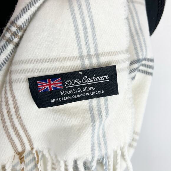 Women Men 100% CASHMERE Scarf Plaid Wool Scotland High Quality Winter 11x63” - Picture 5 of 5